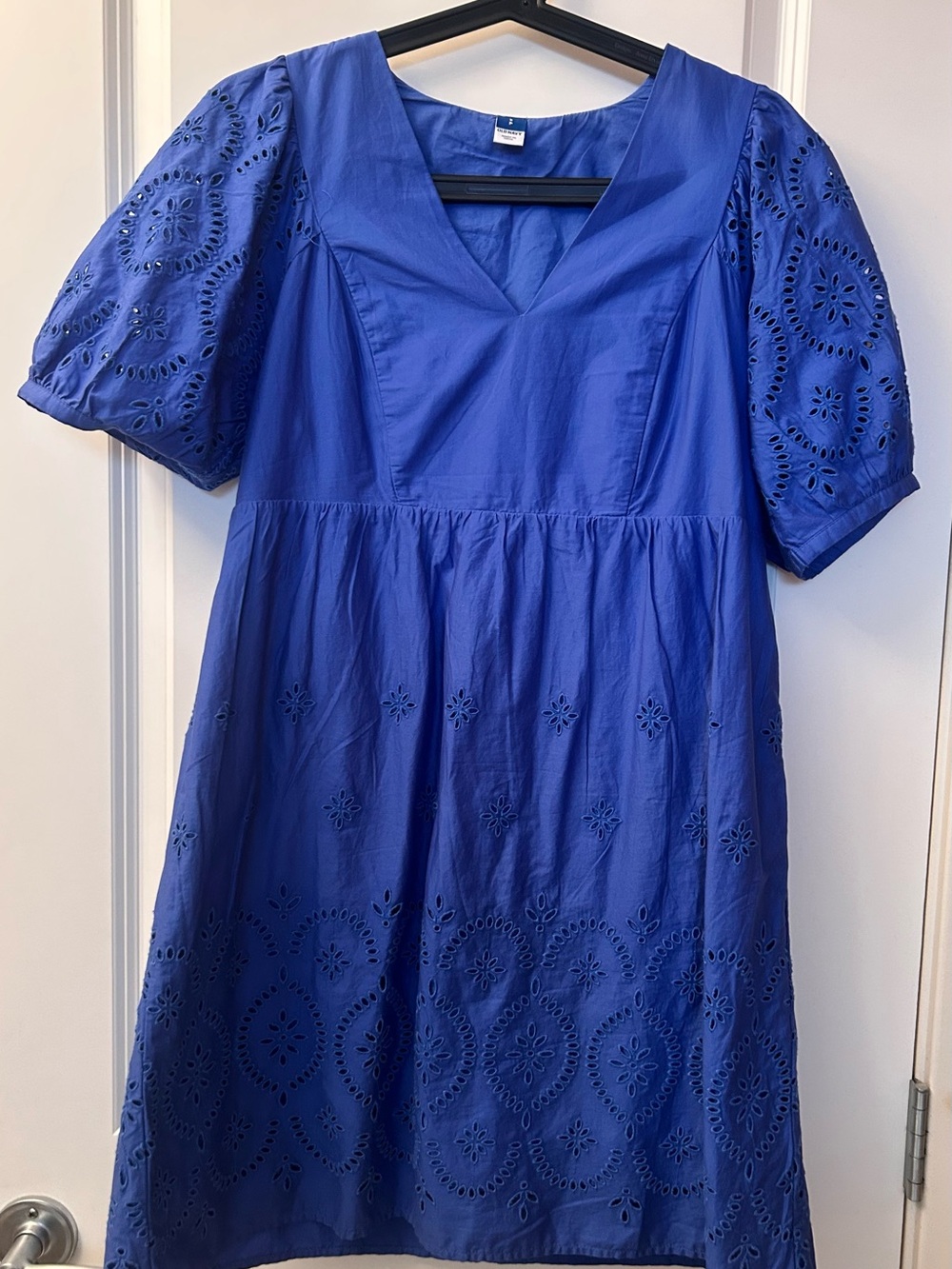 Old Navy Royal Blue Eyelet Puff Sleeve Dress